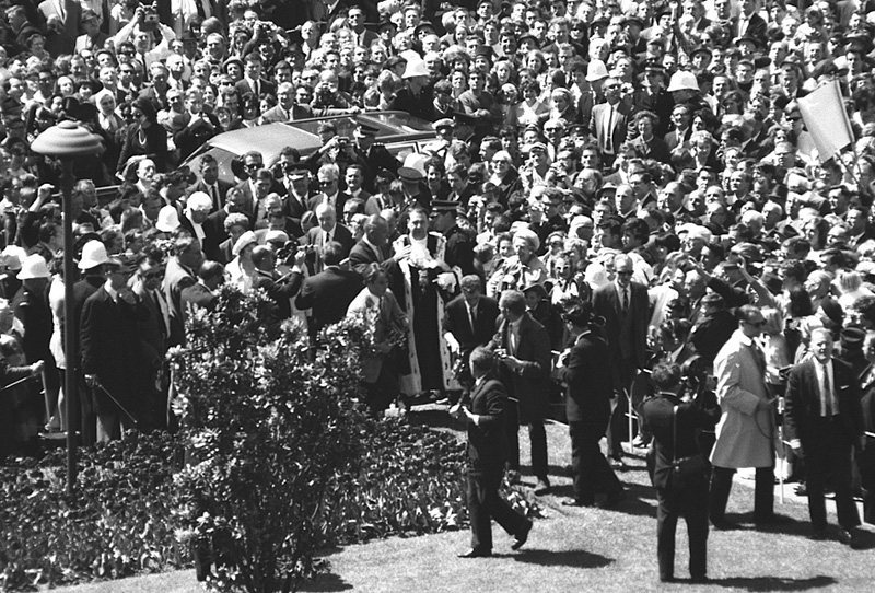 t. Reception for President Johnson, USA, Civic Square - with Mayor Kitts