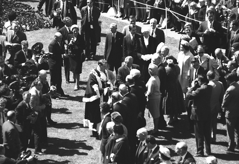 v. Reception for President Johnson, USA, Civic Square - with Mayor Kitts