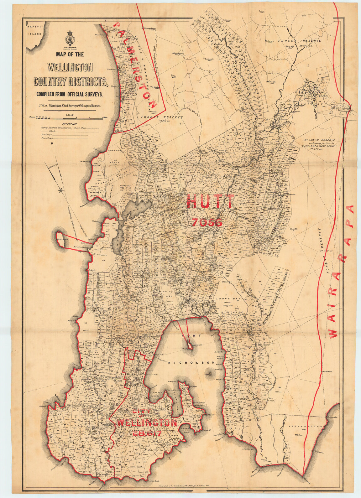 Boundaries of Wellington City and Hutt County