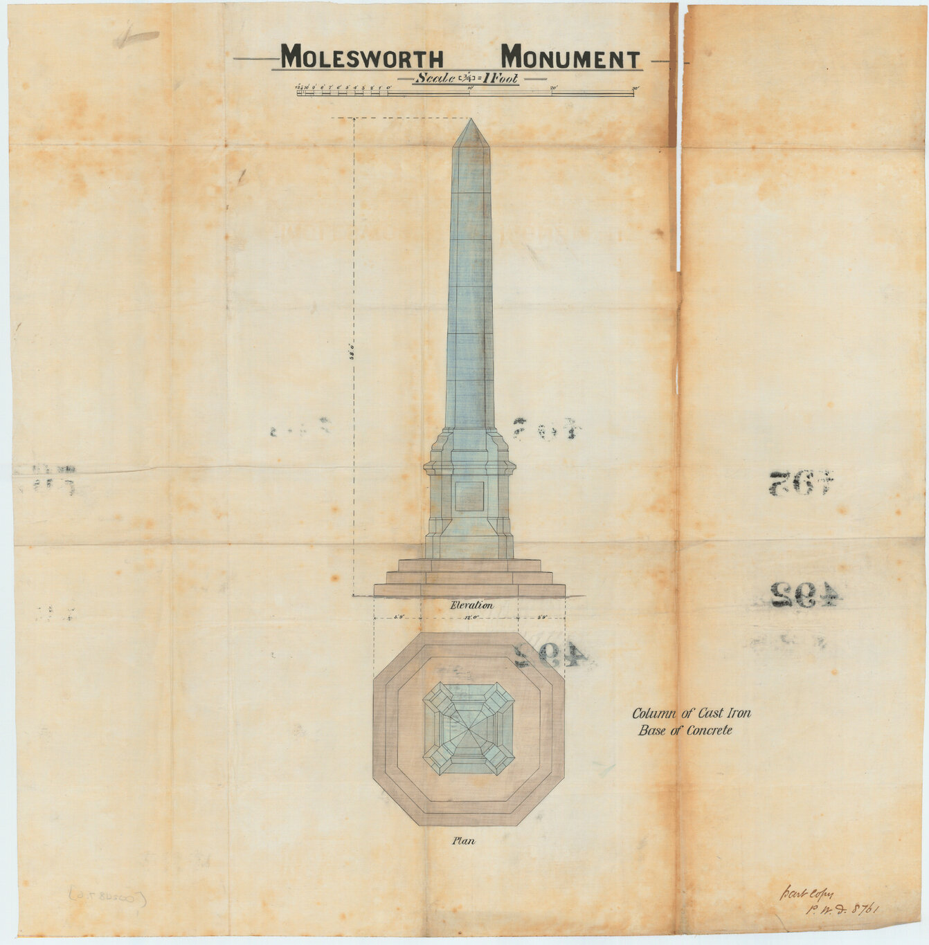 Molesworth Monument, plan and elevation