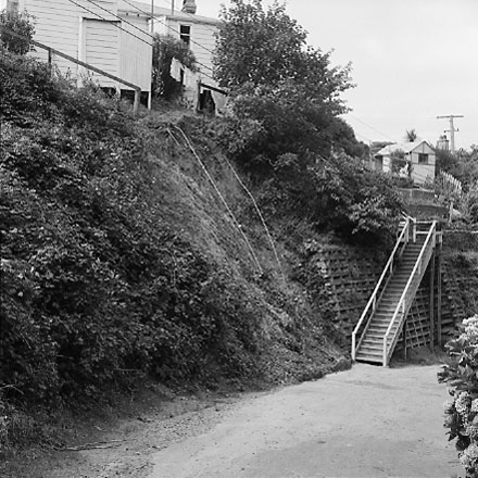 e. views of stairway access, collapsed bank