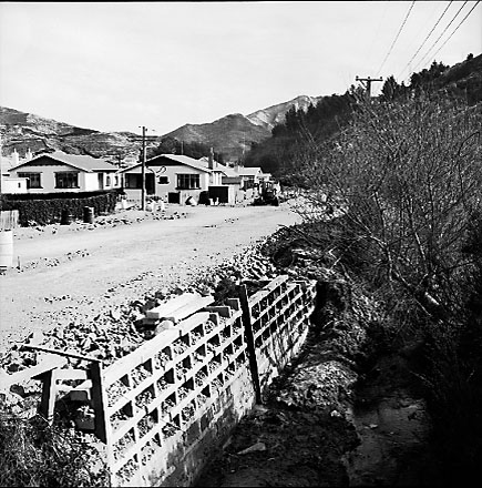 b. Crib wall, new road surface, City Engineers Department