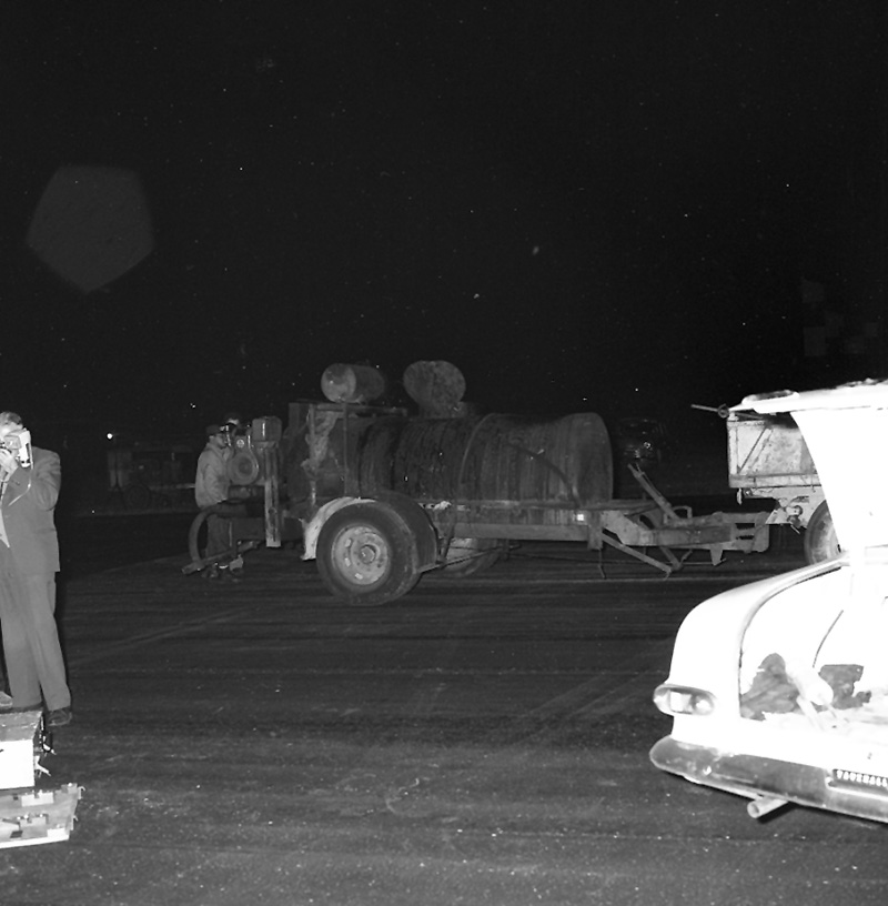 b. Airport, night paving of runway