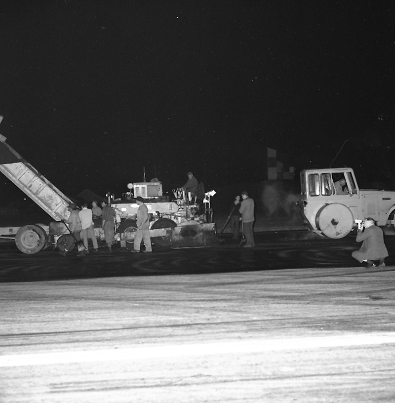 d. Airport, night paving of runway