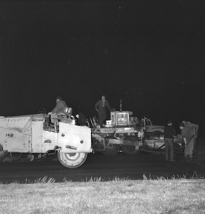 m. Airport, night paving of runway