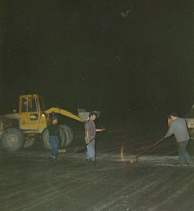 b. Airport, night paving of runway