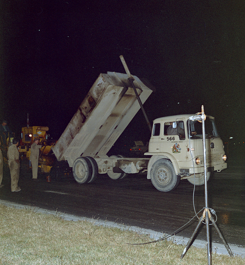 d. Airport, night paving of runway