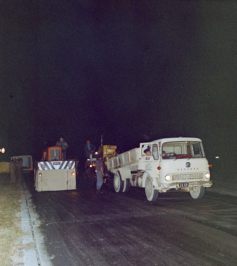 f. Airport, night paving of runway