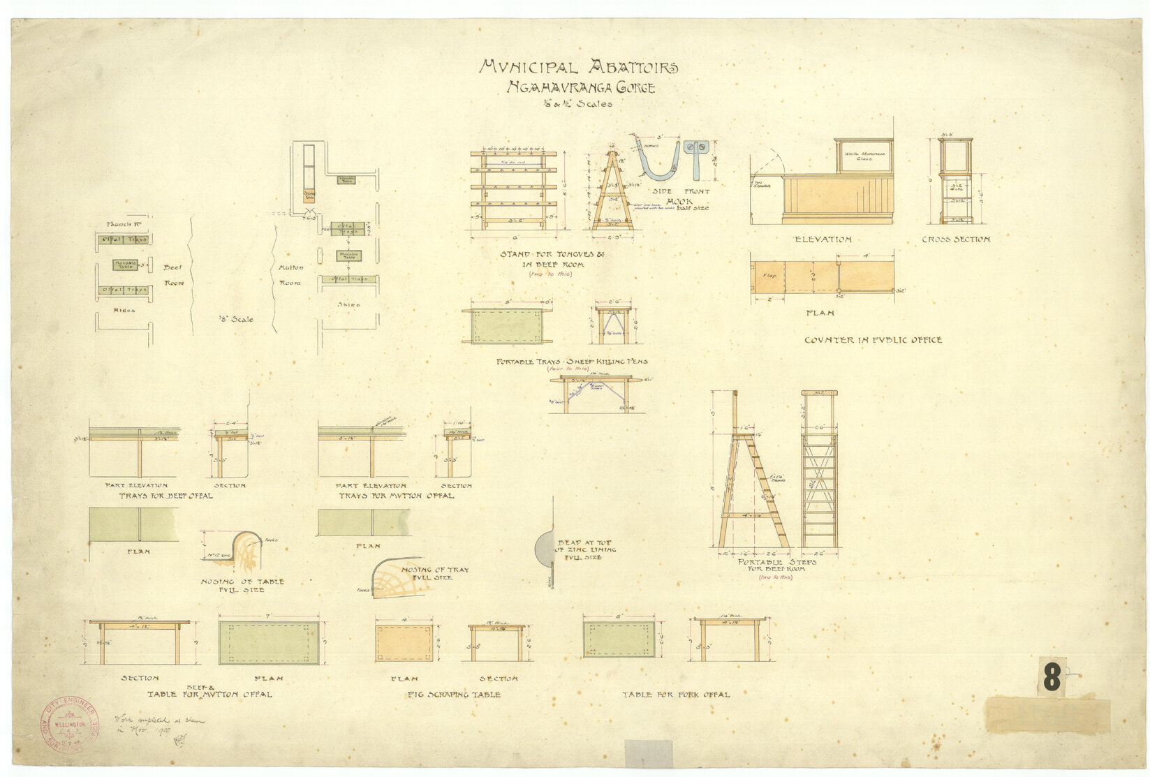Furnishings details, Municipal Abattoir, Ngauranga Gorge