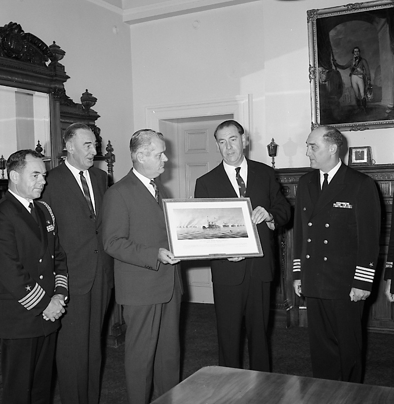 e. Visit by officers of USS Gridley