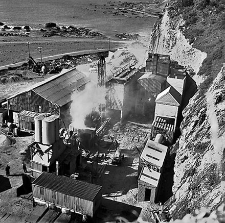a. Elevated view of buildings and equipment at depot