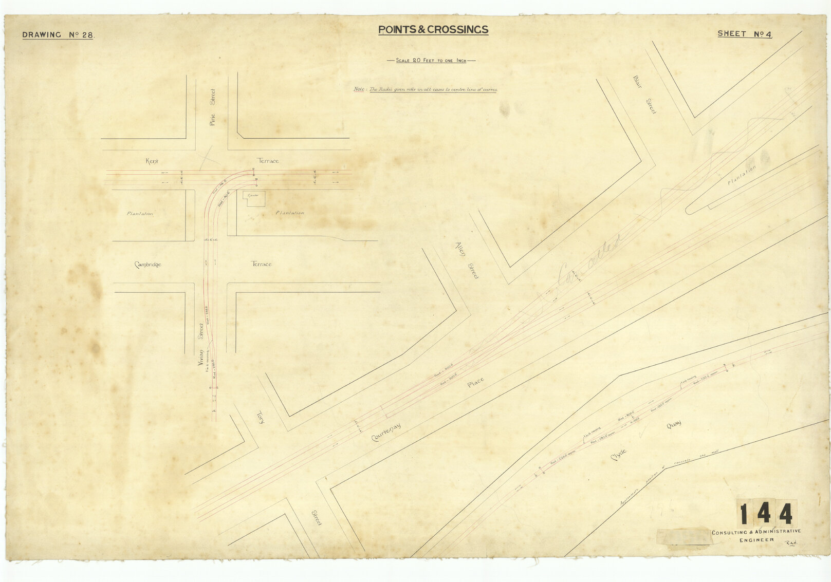 Wellington City Electric Tramways, points and crossings, sheet 4