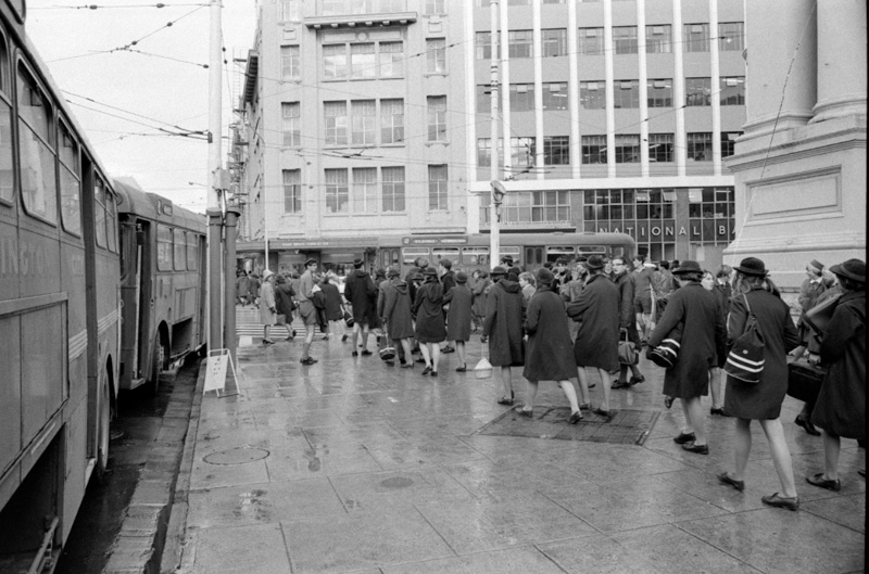 b. Buses in front of Town Hall