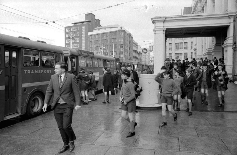 g. Buses in front of Town Hall