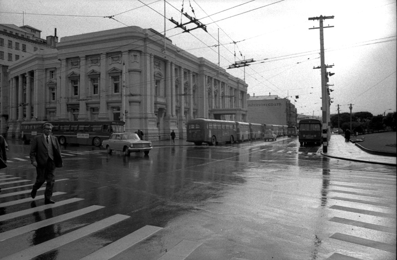 i. Buses in front of Town Hall