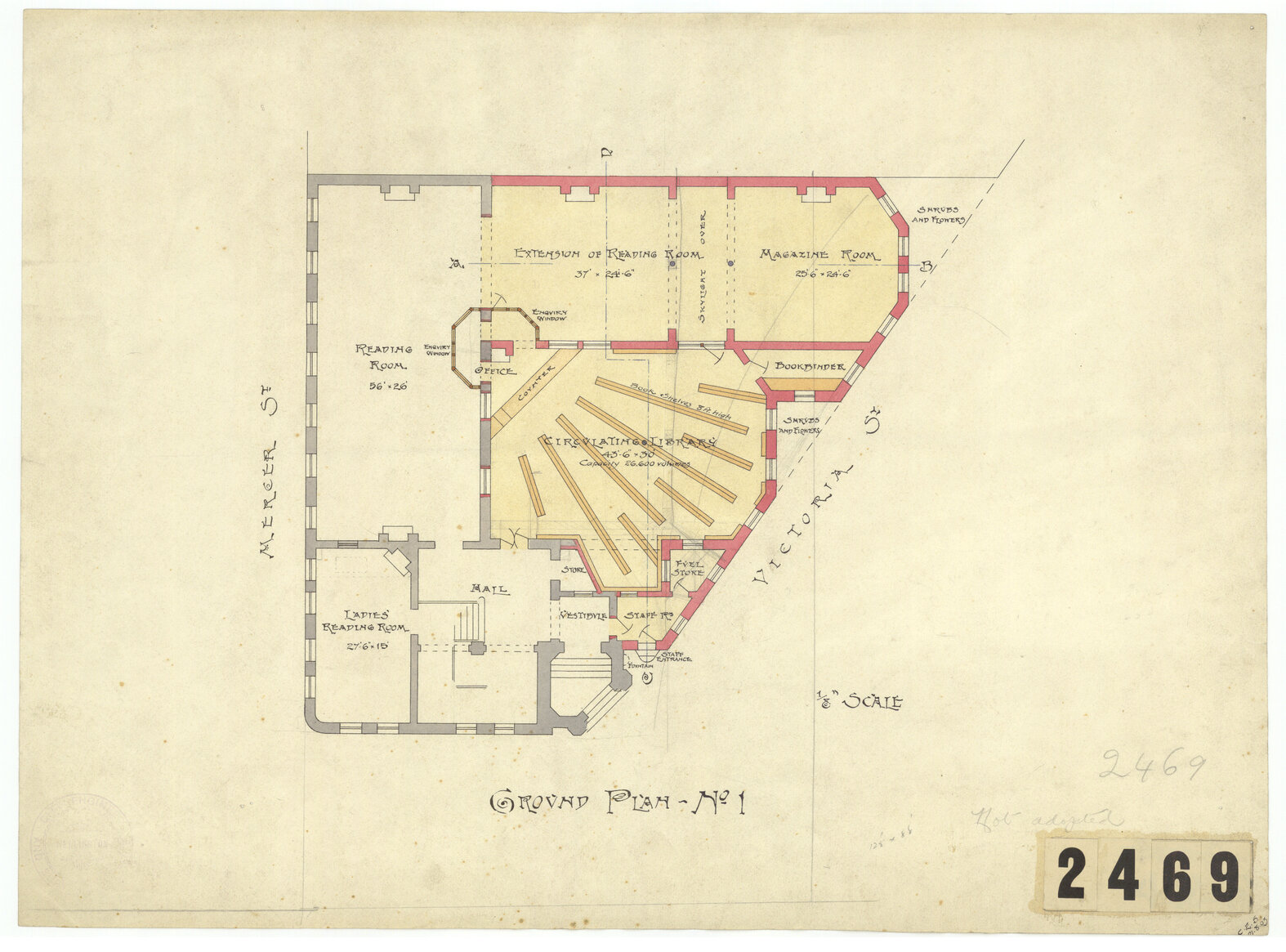 Central Public Library, proposed additions, sheet 1, ground floor plan