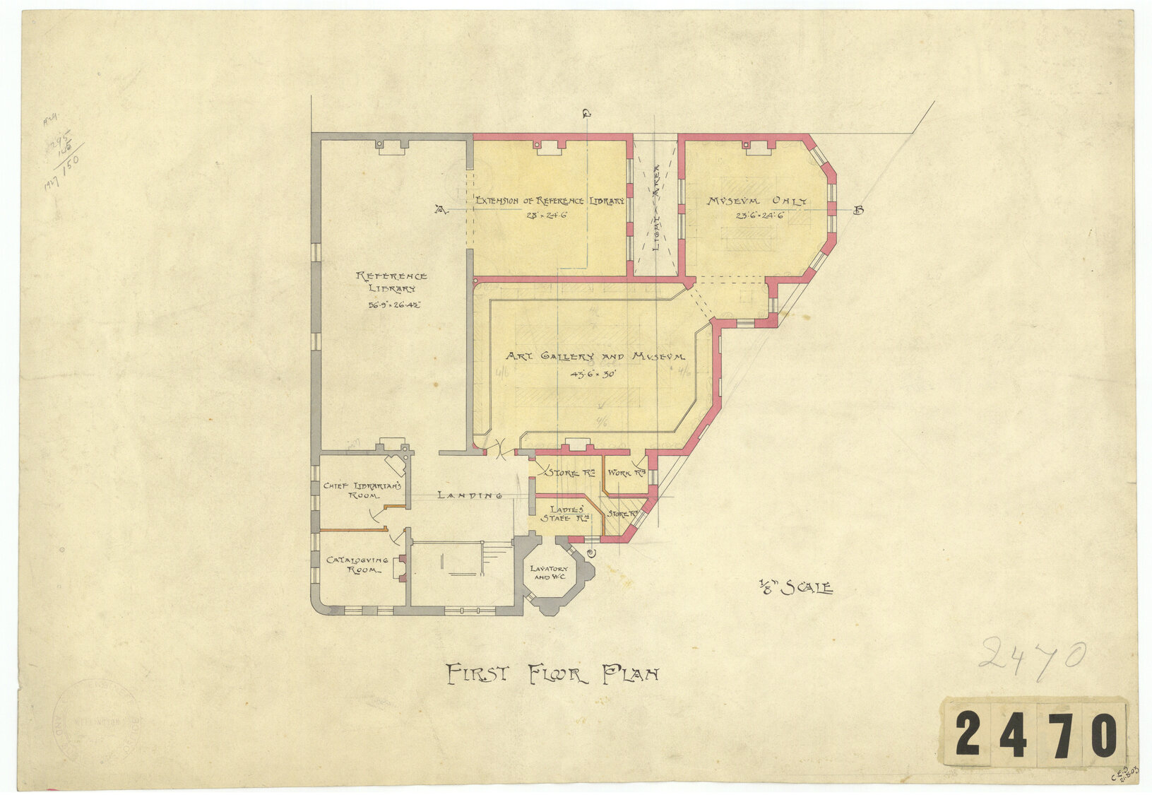 Central Public Library, proposed additions, sheet 2, first floor plan
