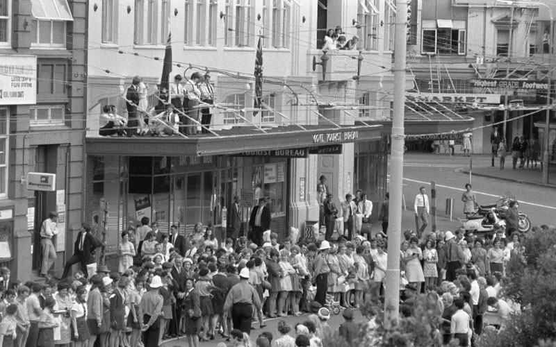c. Civic Square, Princess Anne and royal party walking around, accompanied by Mayor, Town Clerk and their wives