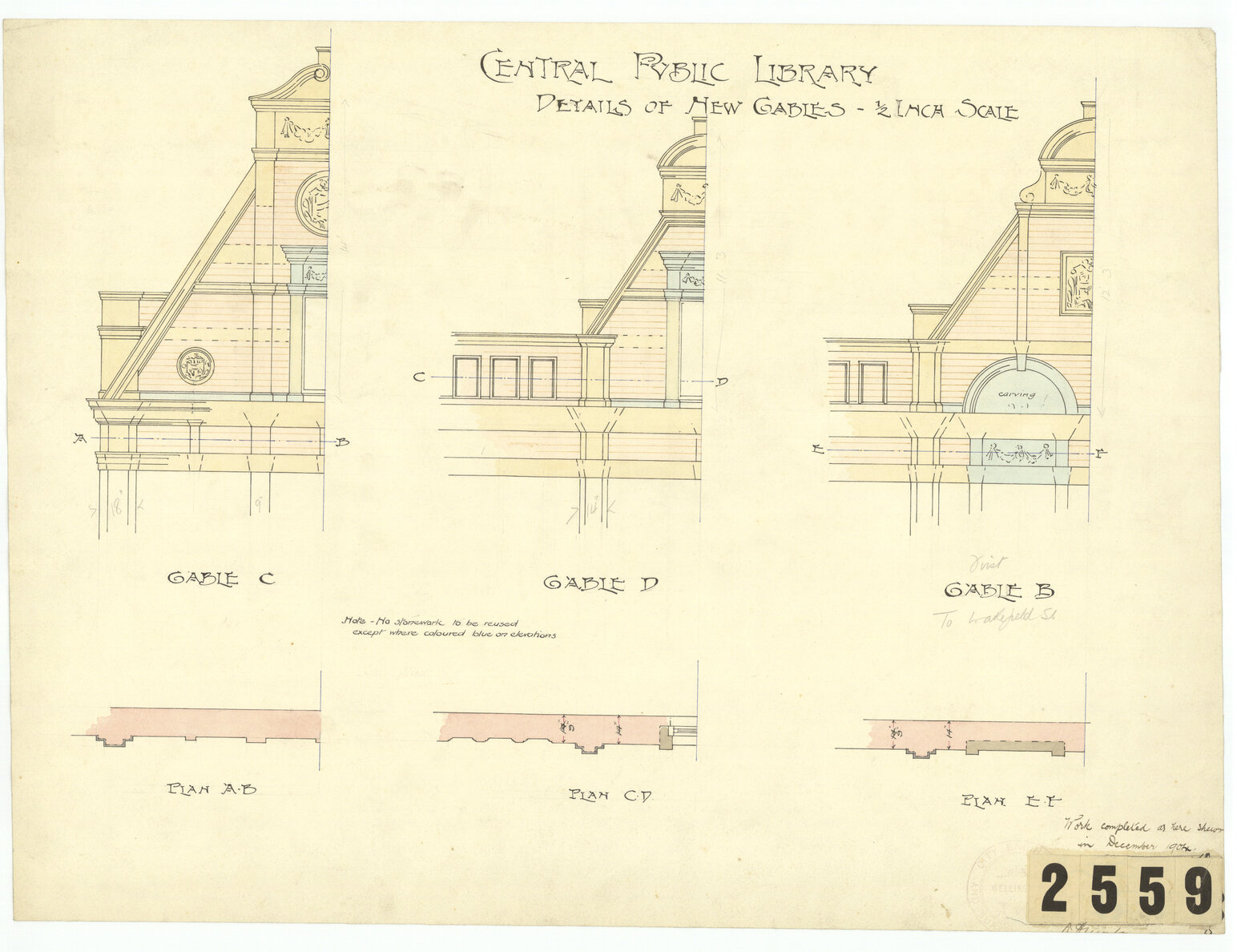 Central Public Library, details of new gables