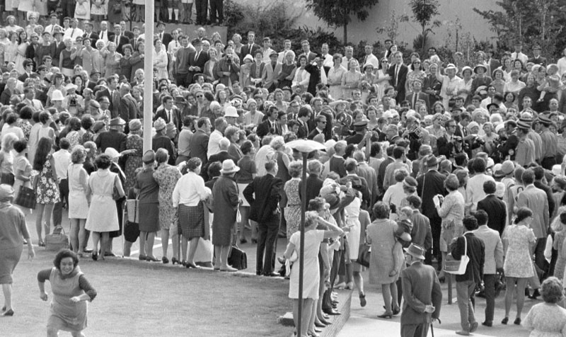 n. Civic Square, Princess Anne and royal party walking around, accompanied by Mayor, Town Clerk and their wives