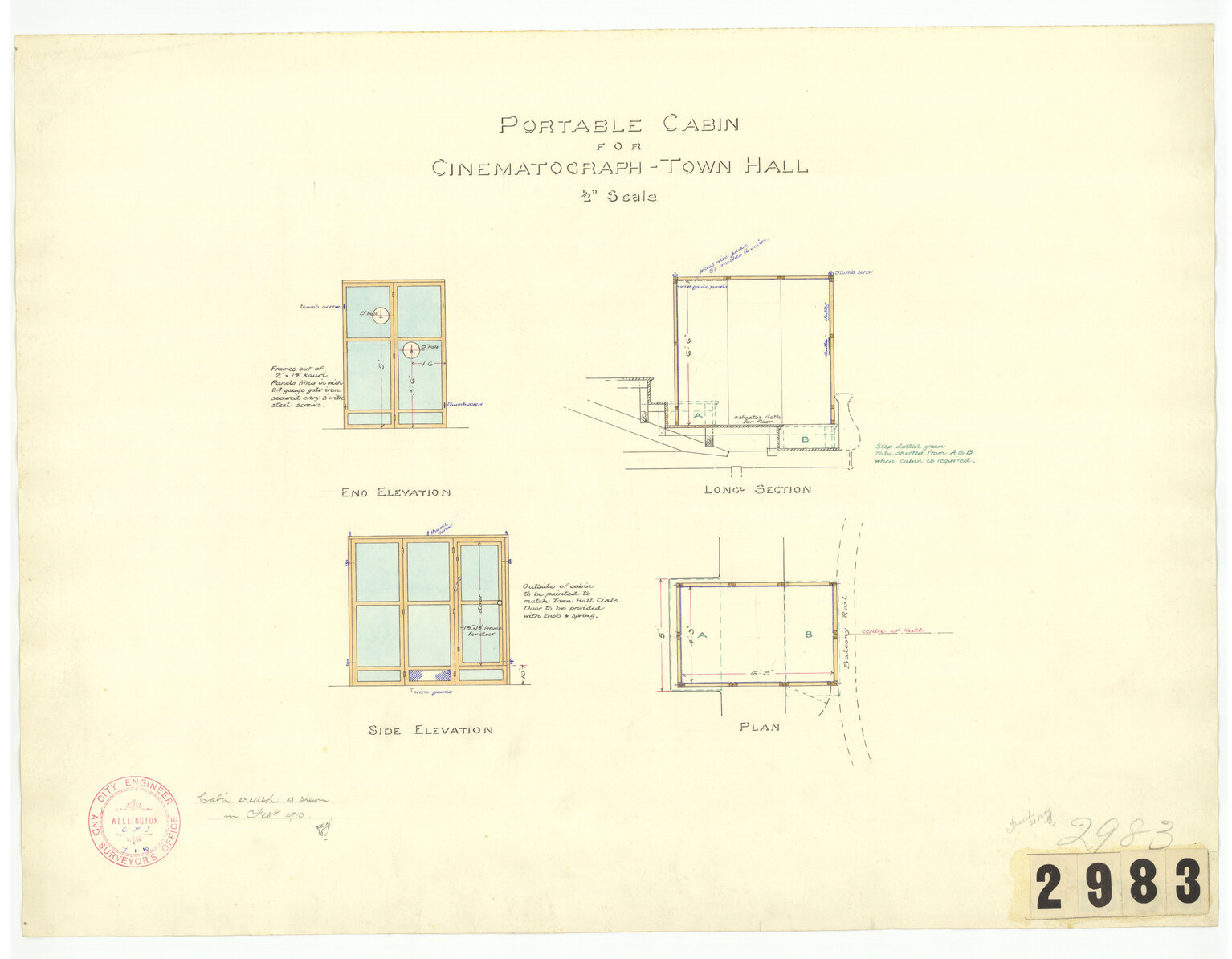 Portable cabin for cinematograph, Town Hall