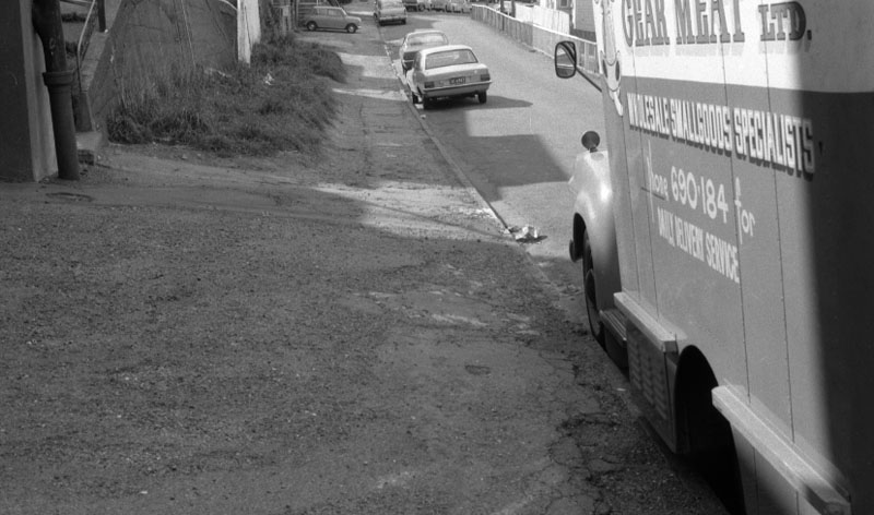 n. Footpaths - various streets. Lombard Street Parking building from Manners St