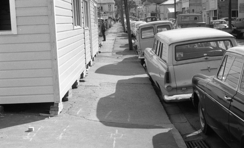 r. Footpaths - various streets. Lombard Street Parking building from Manners St