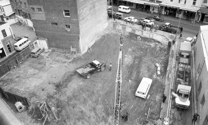 ab. Lombard Street parking building from Manners Street end of Cornhill St. views of excavation. Petherick Cr, pensioner flat dev. Ironside Rd-Pinewood Tourist flats. 33 Hanover St-proposed flats