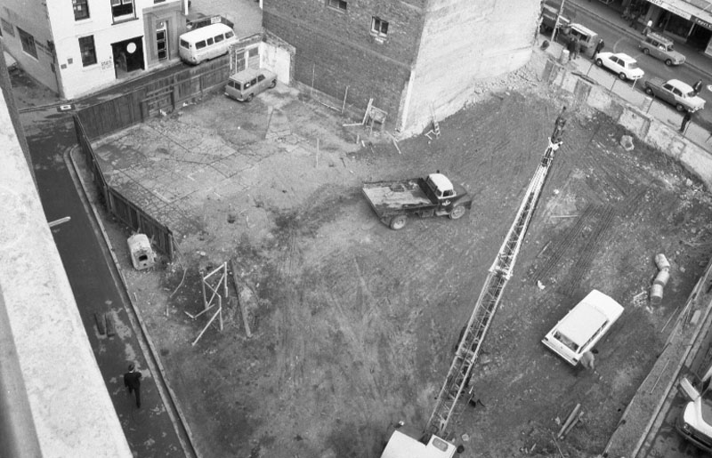 ad. Lombard Street parking building from Manners Street end of Cornhill St. views of excavation. Petherick Cr, pensioner flat dev. Ironside Rd-Pinewood Tourist flats. 33 Hanover St-proposed flats