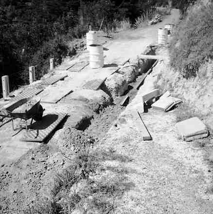 a. Views of retaining wall being constructed