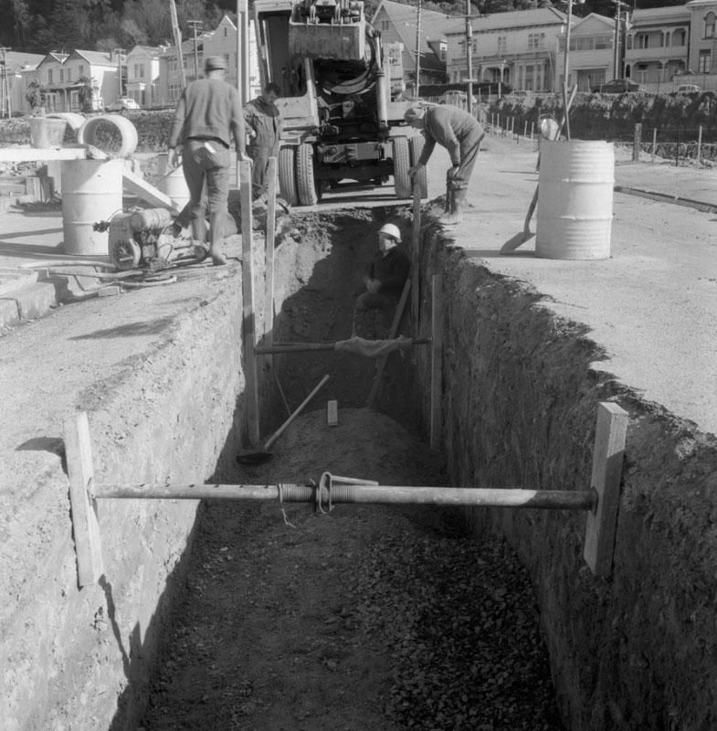 a. Hawkestone St, laying 54 inch stormwater pipes