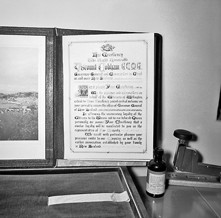 d. Book to be presented to Governor General Viscount Cobham, from Wellington City Council