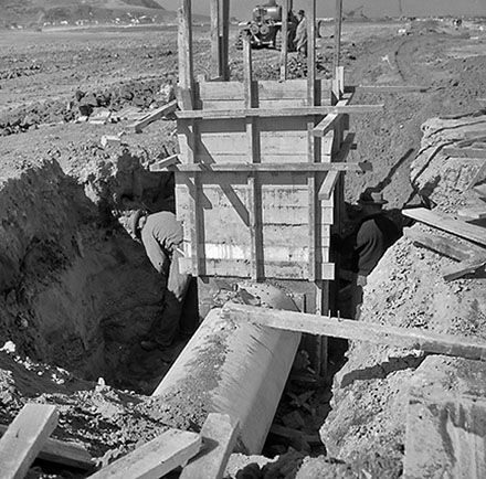 a. Drainage pipes being laid, Wellington Airport