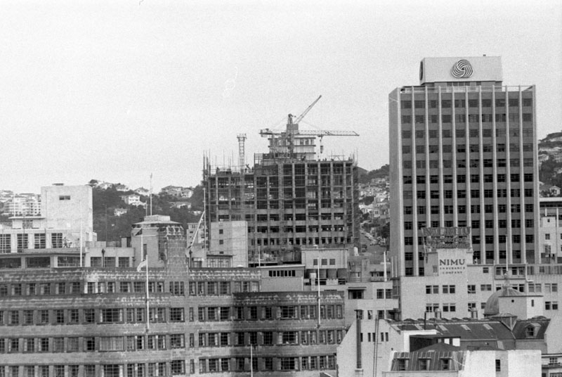 b. Cranes on various city buildings, taken from roof of Vogel House