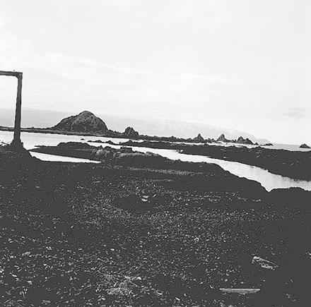 g. Views of coastline from beach, Taputeranga Island in background
