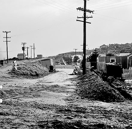 b. Residential area, looking towards Strathmore. Road surface being sealed