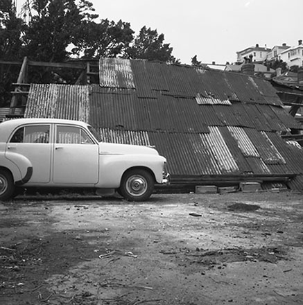 c. 33 Hawker Street, Mount Victoria - backyard and collapsed garage