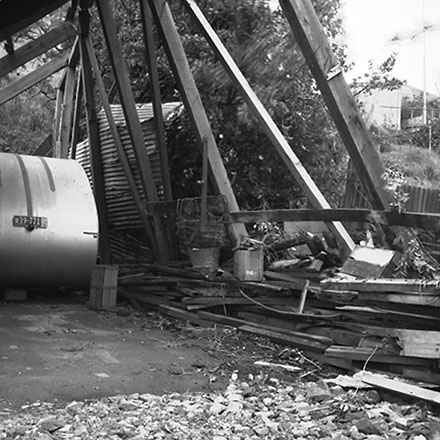 e. 33 Hawker Street, Mount Victoria - backyard and collapsed garage