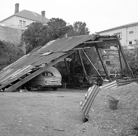 f. 33 Hawker Street, Mount Victoria - backyard and collapsed garage