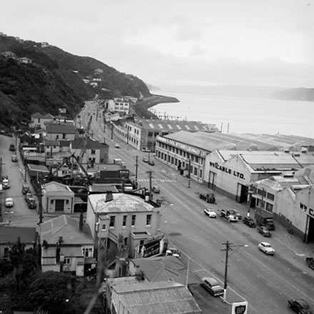 a. Views of the commercial / industrial area around the Hutt Road and Kaiwharawhara Road intersection. Warehouses, dwellings, BP Service Station, motor vehicles, Kaiwarra Wool Store, Wm Cable Ltd