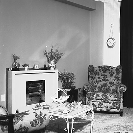 a. Interior of flat, Newtown Library