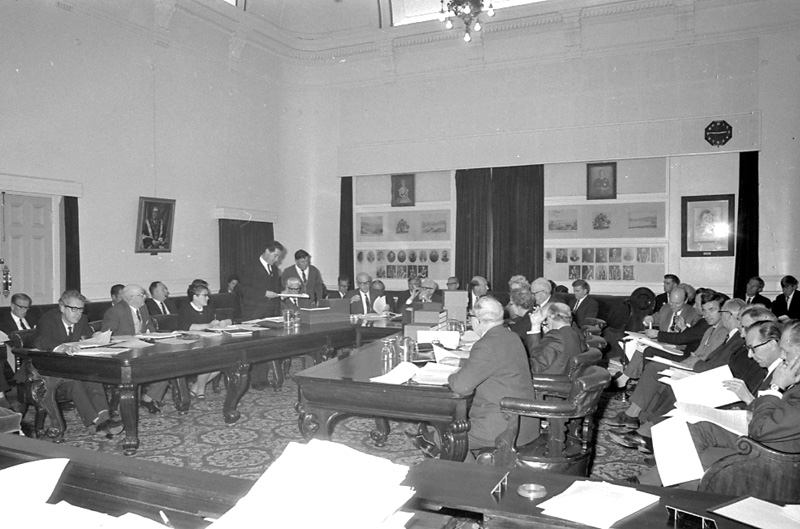 q. Council in session. Records group