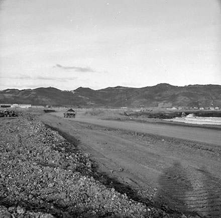 g. Ground is being leveled in preparation for new runway at Wellington Airport