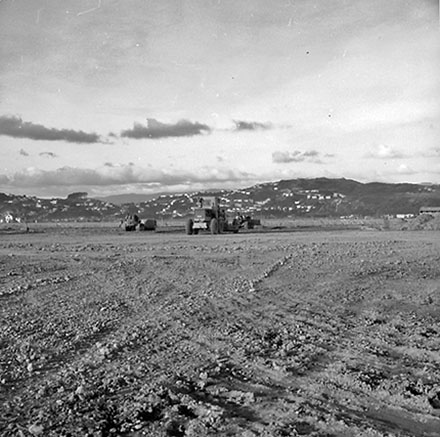h. Ground is being leveled in preparation for new runway at Wellington Airport