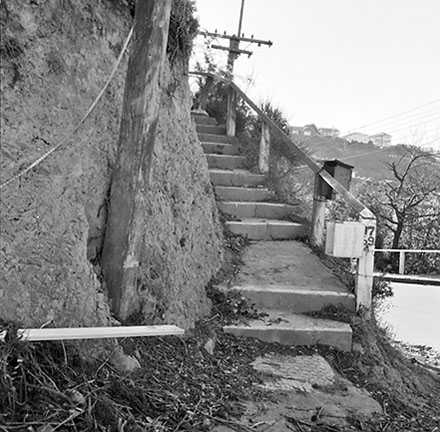 e. Residential access to 59 Barnard Street, affected by slip