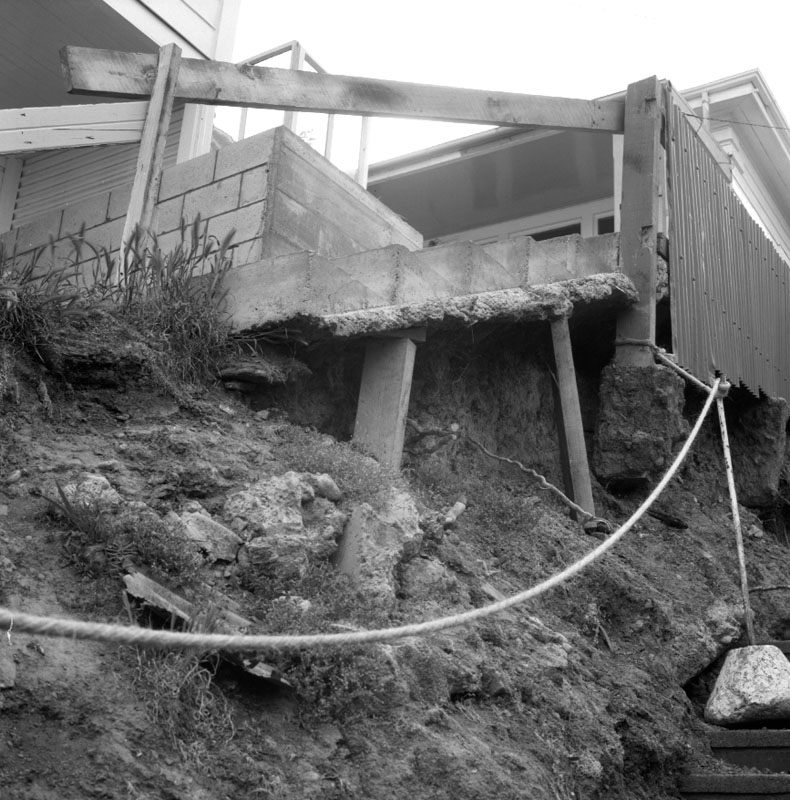 c. Allenby Terrace, collapsed concrete wall and steps