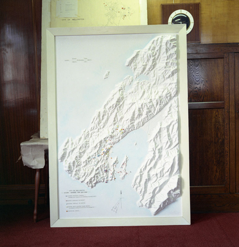 a. Photo of contour map and plans