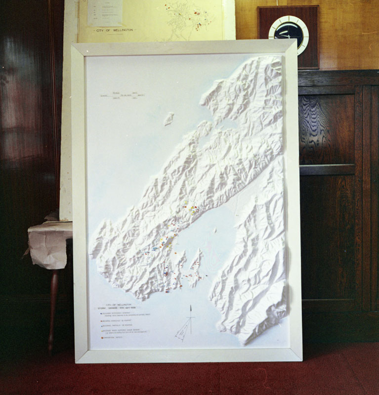 f. Photo of contour map and plans