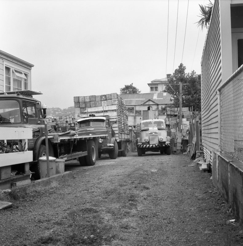 e. No 44 Owen St, Uneeda Fruit Co. large stacks of empty fruit boxes
