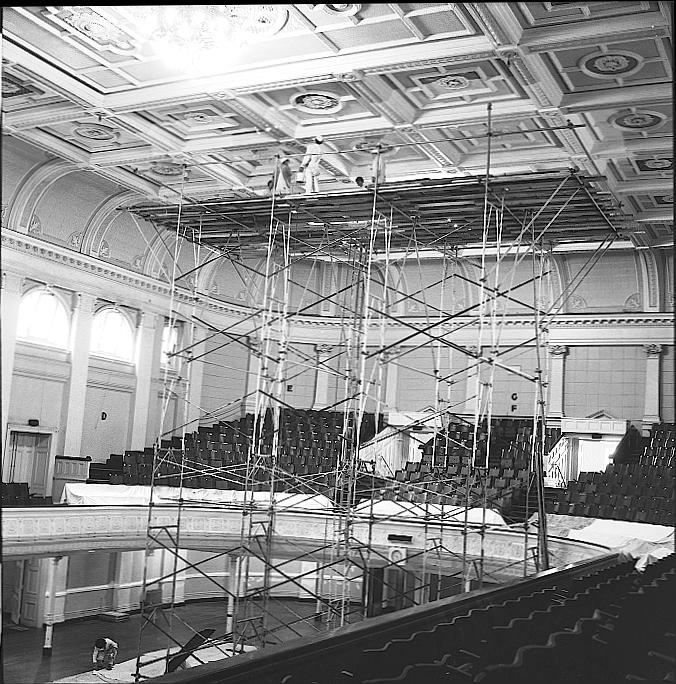 a. Town Hall, Painting interior and showing scaffolding